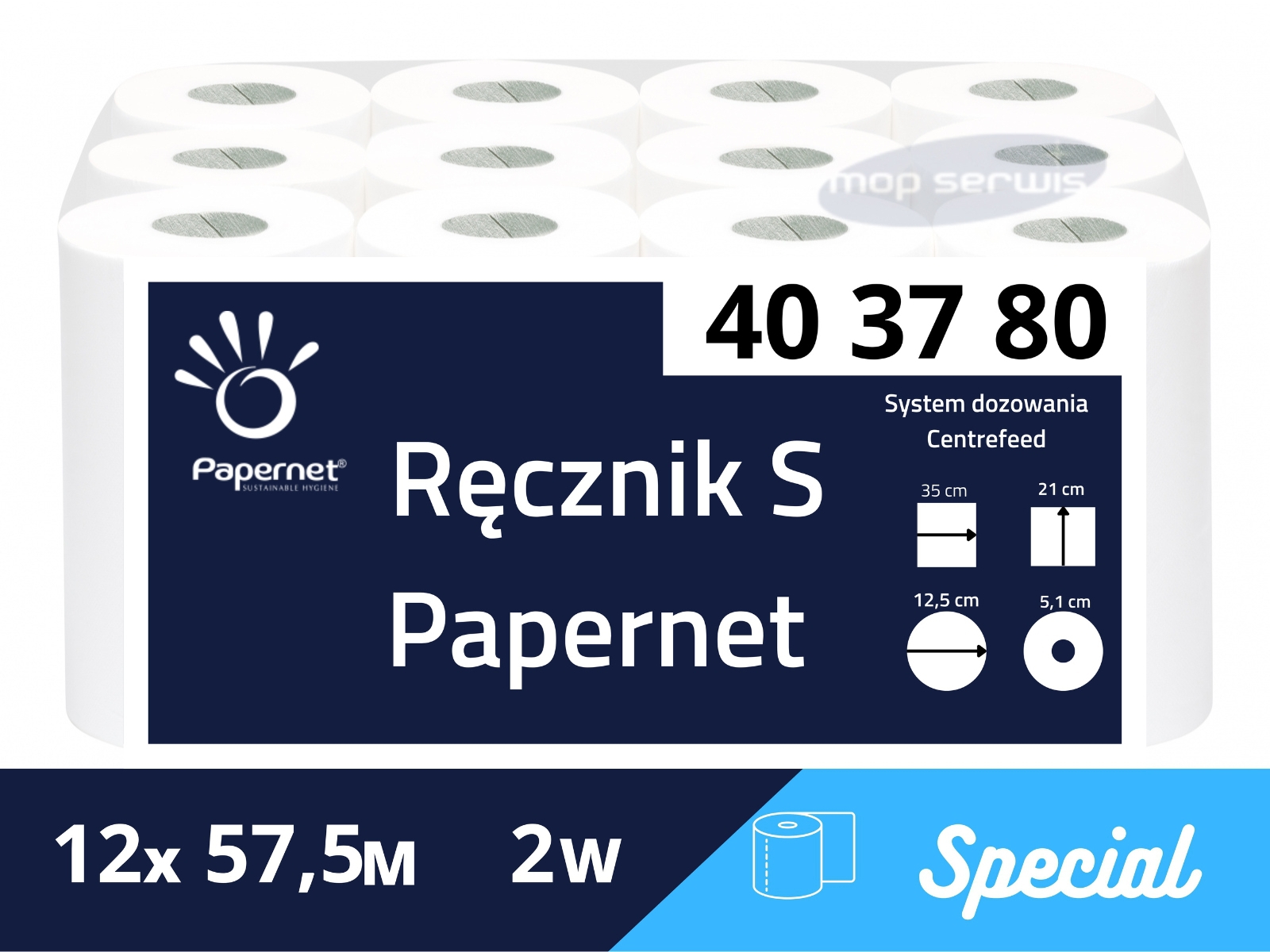 Ręcznik Papernet 403780 Celuloza Extra Białe 2 Warstwy 12 rolek